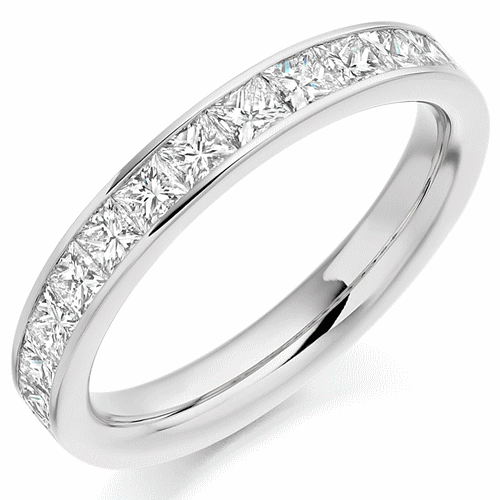 Ring - Princess cut diamond channel set half eternity ring, 1.00ct - PA Jewellery