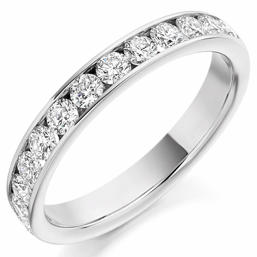 Ring - Round brilliant cut diamond channel set half eternity ring, 0.75ct - PA Jewellery