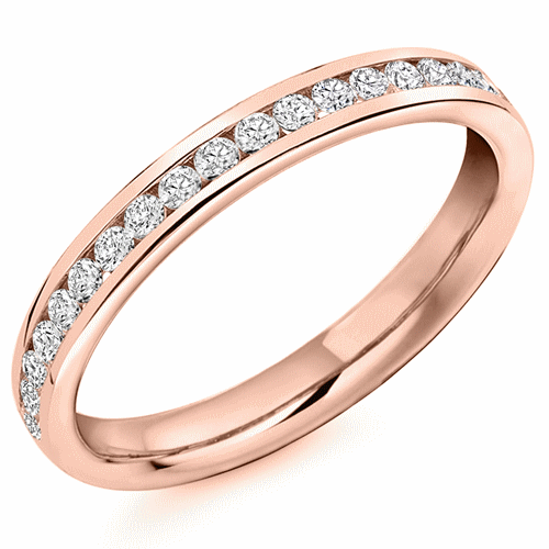 Ring - Round brilliant cut diamond channel set half eternity ring, 0.33ct - PA Jewellery