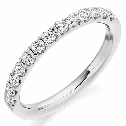 Ring - Round brilliant cut diamond micro claw set half eternity ring, 0.50ct - PA Jewellery