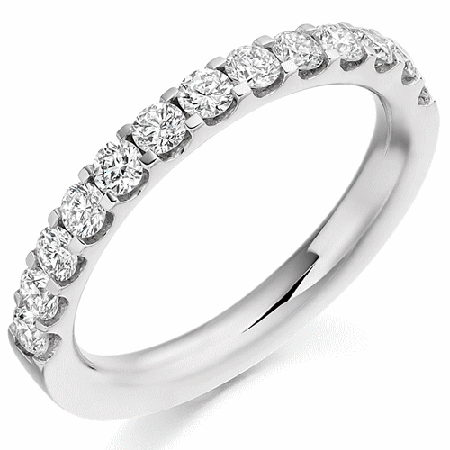 Ring - Round brilliant cut diamond micro claw set half eternity ring, 0.75ct - PA Jewellery