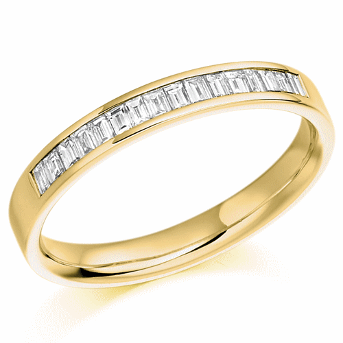Ring - Baguette cut diamond channel set half eternity ring, 0.33ct - PA Jewellery