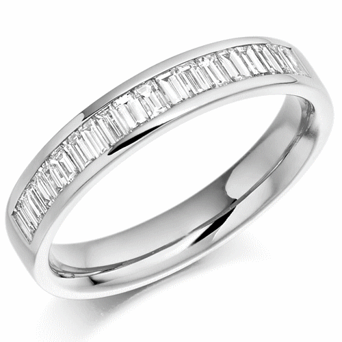 Ring - Baguette cut diamond channel set half eternity ring, 0.56ct - PA Jewellery