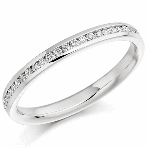 Ring - Round brilliant cut diamond channel set half eternity ring, 0.15ct - PA Jewellery