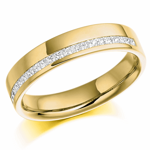 Ring - Princess cut diamond offset channel half eternity ring, 0.25ct - PA Jewellery