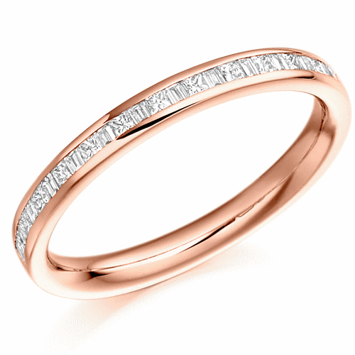 Ring - Princess and baguette cut diamond half eternity ring, 0.30ct - PA Jewellery