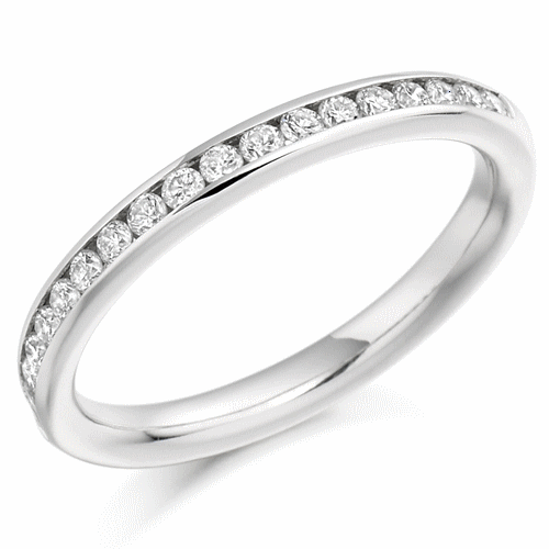 Ring - Round brilliant cut diamond channel set half eternity ring, 0.33ct - PA Jewellery