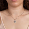 Cubic zirconia oval pendant and chain in silver