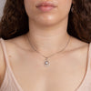 Keshi pearl and cubic zirconia pendant and chain in silver