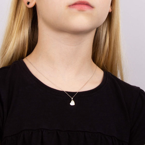 Diamond set heart pendant and chain in silver with rose gold plating