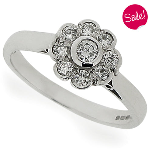 Diamond floral cluster ring in 18ct white gold, 0.27ct