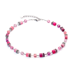 Pink and peach crystal cube necklace - 2838/50-0422
