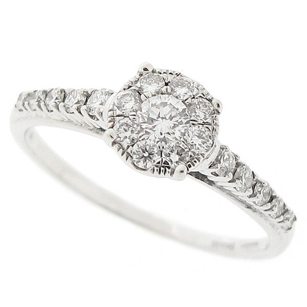 Diamond cluster ring in 18ct white gold, 0.50ct