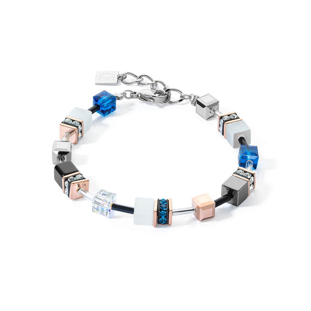 Blue, black and white cube crystal bracelet - 4013/30-0756