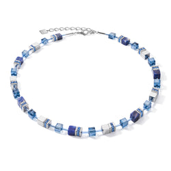 Blue crystal cube necklace - 4017/10-0700