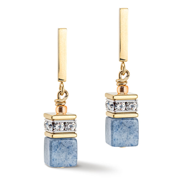 Blue aventurine cube drop earrings - 4605/21-0720