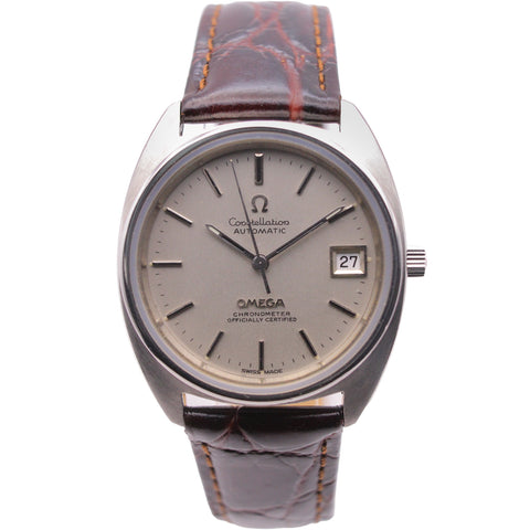 Omega Constellation automatic in steel on leather, 1973