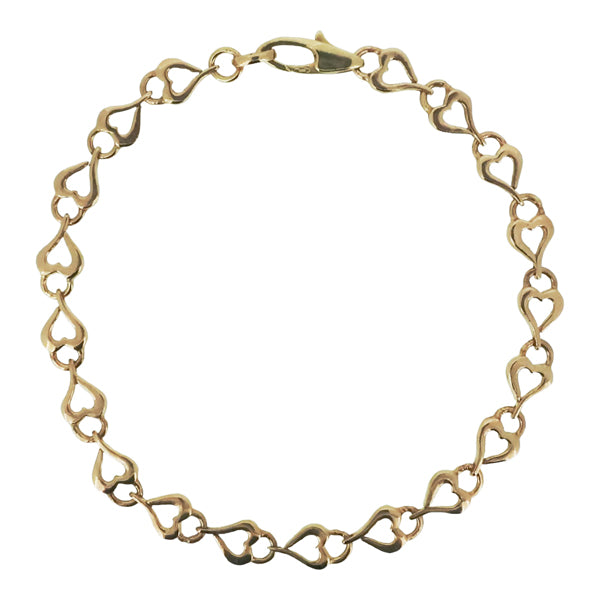 Heart link bracelet in 9ct rose gold