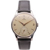 Omega vintage hand wound watch in steel on leather, 1956
