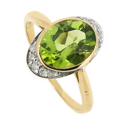 Peridot and Diamond Cluster Ring in 9ct gold