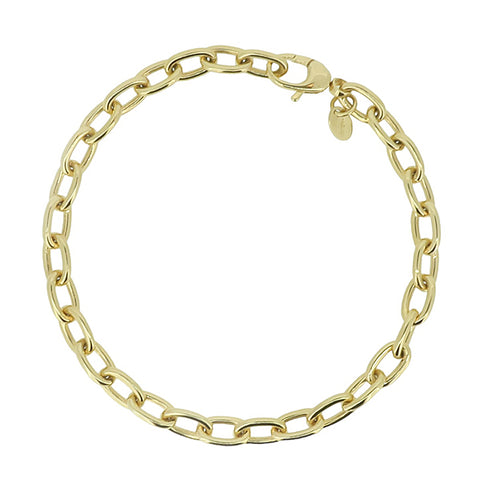 Solid oval link bracelet in 9ct gold