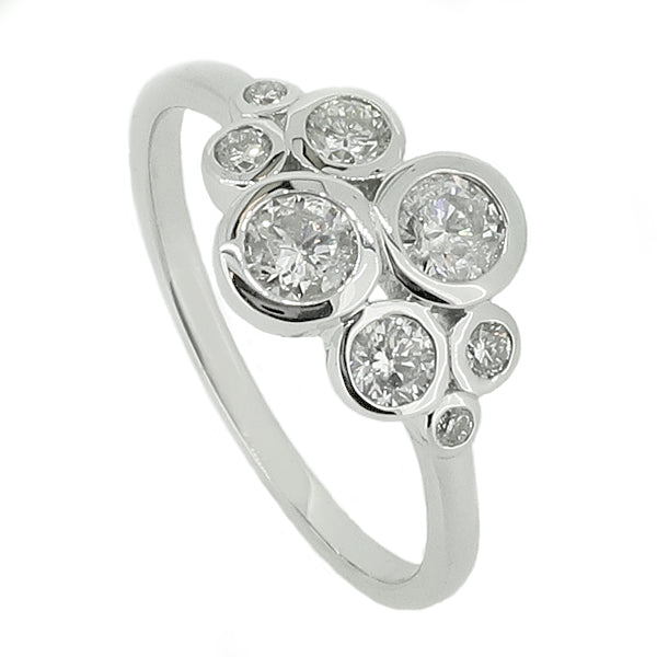Diamond 'bubble' cluster ring in 9ct white gold, 0.53ct