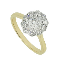 Oval diamond cluster ring in 18ct gold and platinum, 0.80ct