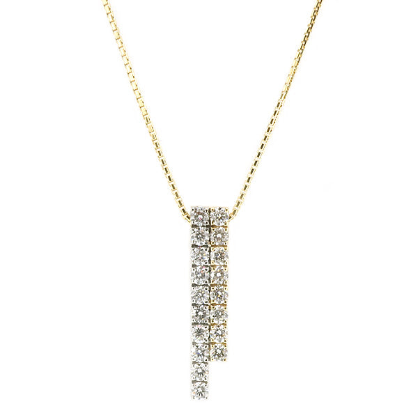 Diamond double bar pendant and chain in 18ct gold, 1.50ct