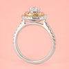 Diamond and Pink Diamond Halo Cluster Ring in Platinum and 18ct rose gold. 1.13ct