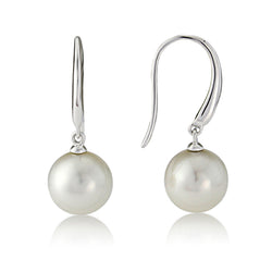 Freshwater pearl drop earrings in 9ct white gold.