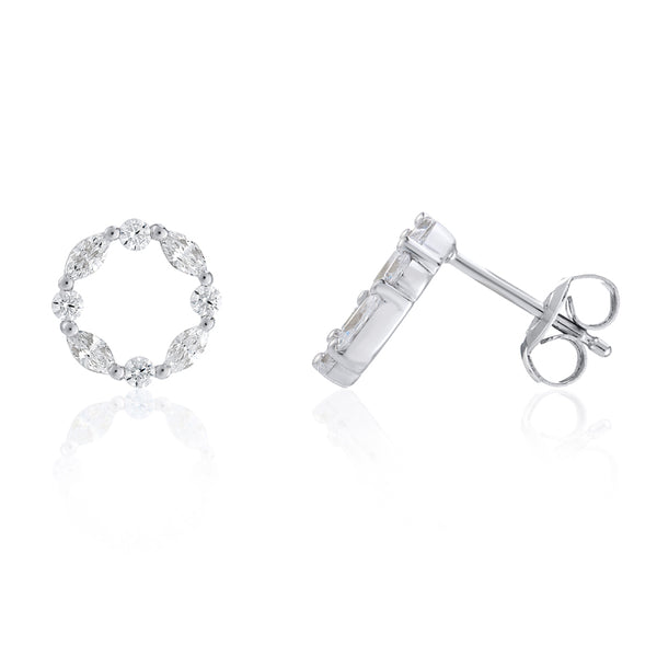 Cubic zirconia open circle stud earrings in 9ct white gold.