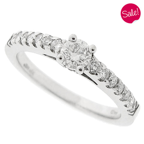 Diamond ring with diamond set shoulders in 18ct white gold, 0.50ct