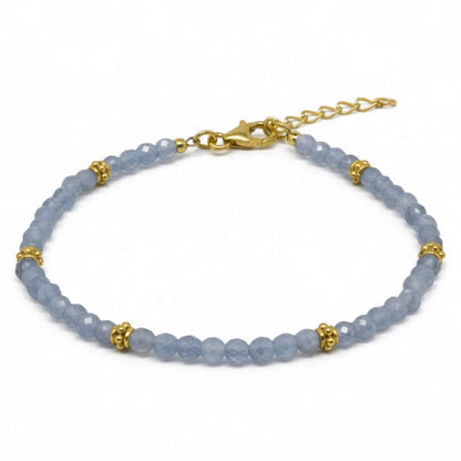 Aquamarine Bead Bracelet with Gold Vermeil Details