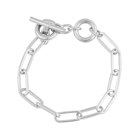 Paperchain bracelet with toggle fastening in silver