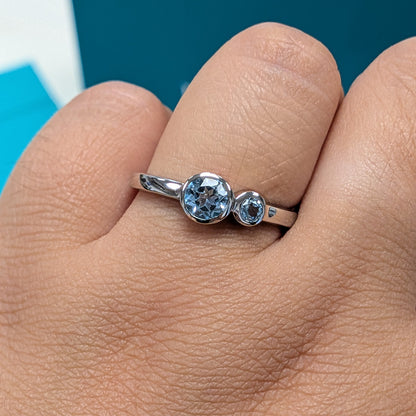 Two Stone Blue Topaz Dress Ring in Silver