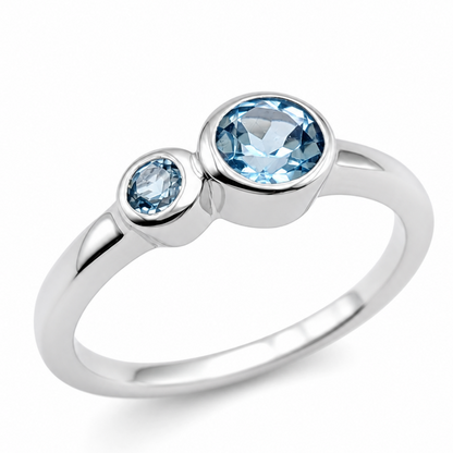 Two Stone Blue Topaz Dress Ring in Silver