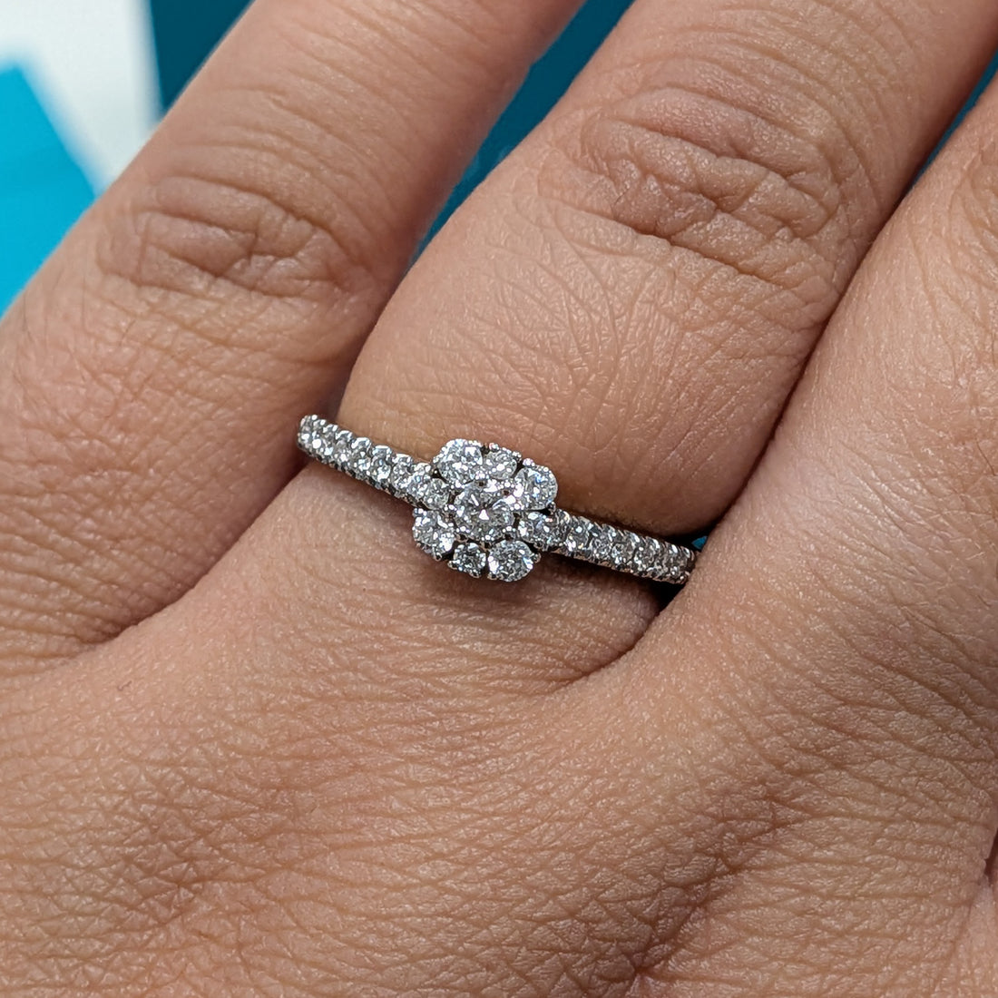Diamond Cluster Engagement Ring in 9ct Yellow Gold, 0.35ct