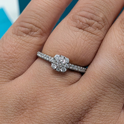 Diamond Cluster Engagement Ring in 9ct Yellow Gold, 0.35ct