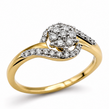 Diamond Cluster Engagement Ring in 18ct Yellow Gold, 0.23ct