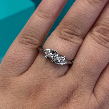 Diamond crossover three stone ring in 18ct white gold, 0.75ct