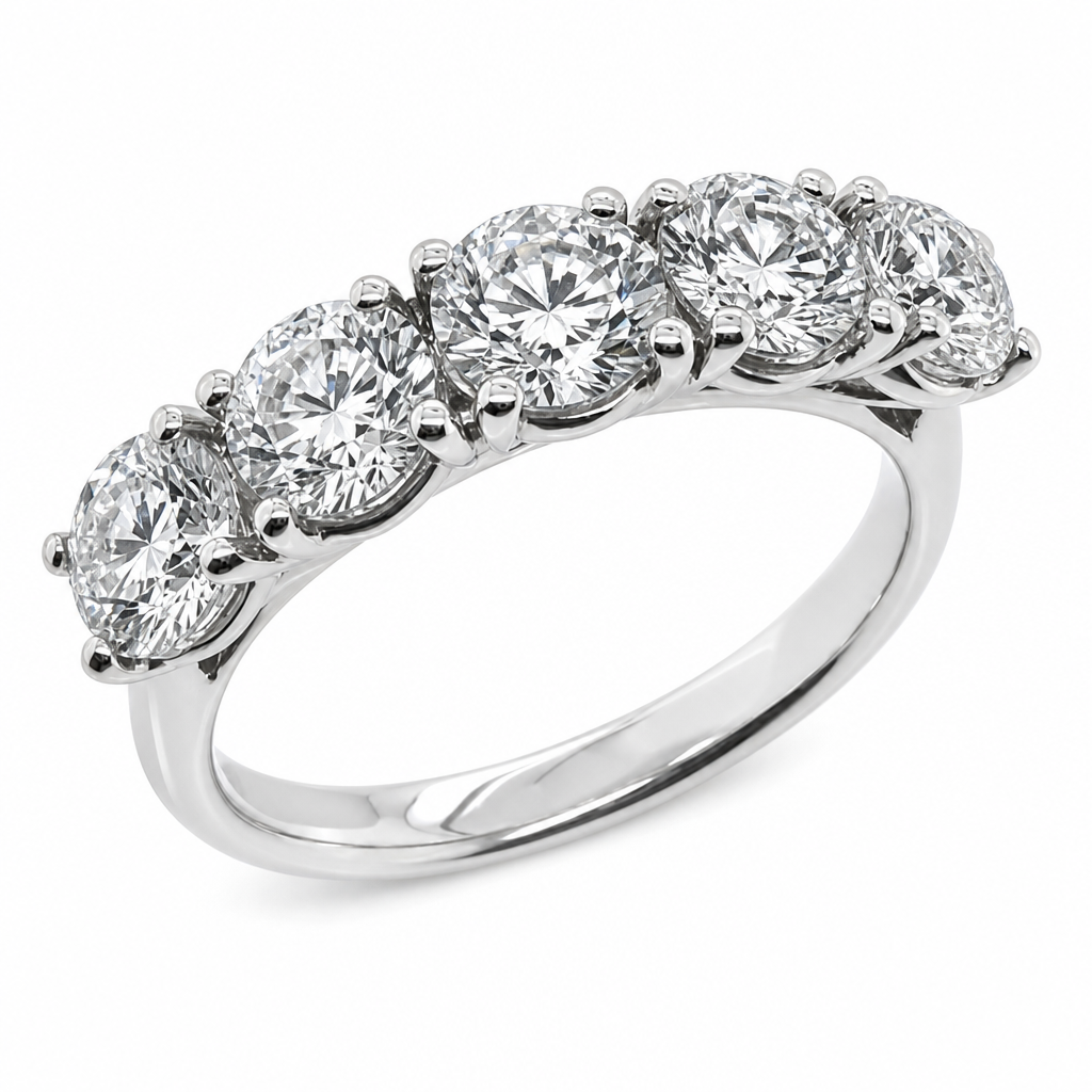 Diamond five stone ring in 18ct white gold, 2.61ct