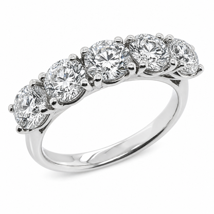 Diamond five stone ring in 18ct white gold, 2.61ct