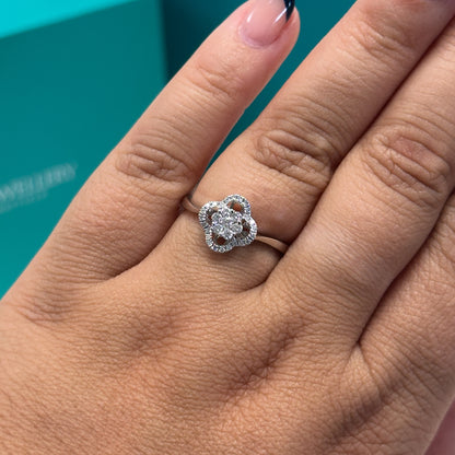 Diamond floral cluster ring in 18ct white gold, 0.22ct