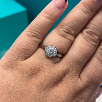 Diamond floral cluster ring in 18ct white gold, 0.27ct