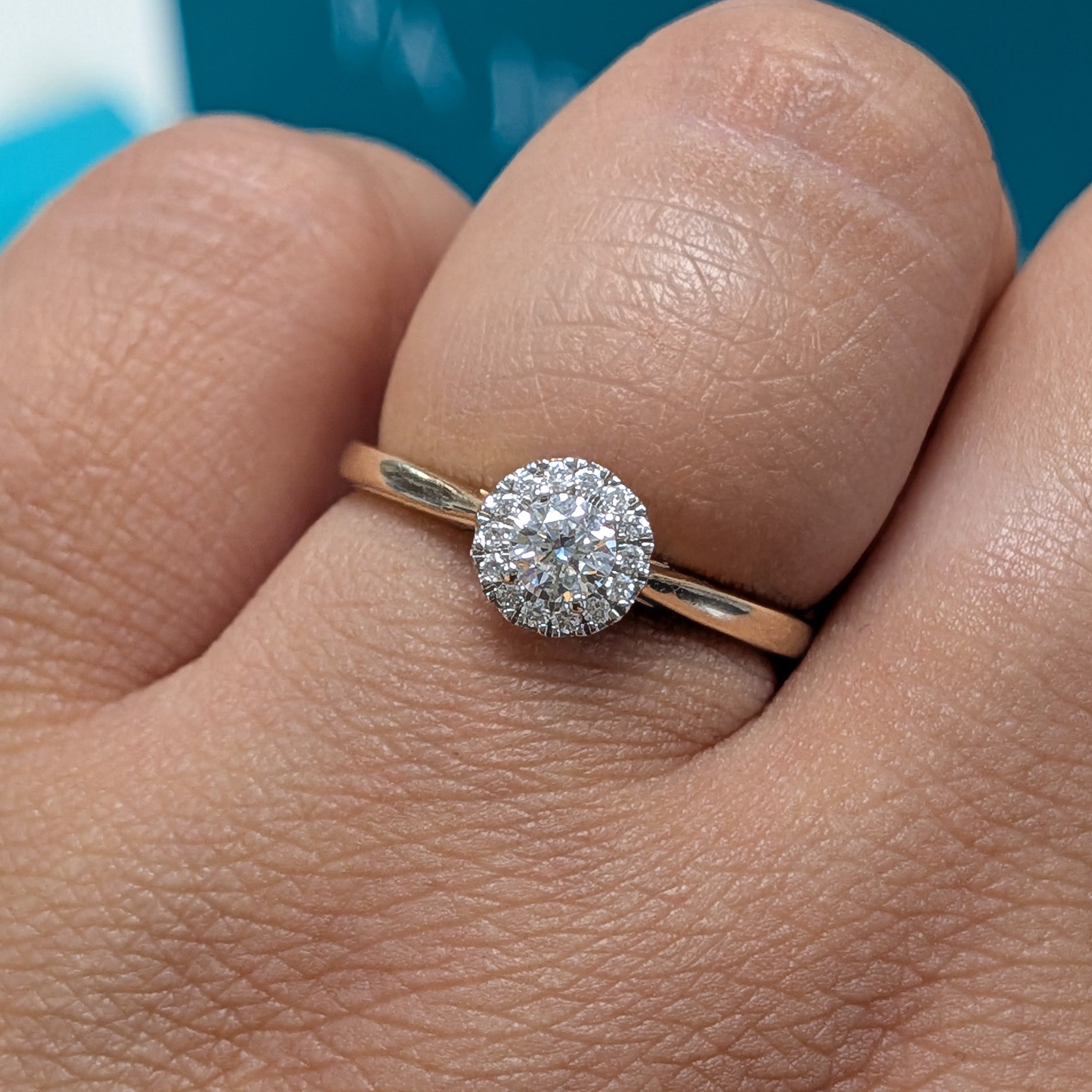 Diamond Halo Cluster Engagement Ring in 9ct Yellow Gold, 0.30ct