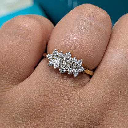 Multi Stone Diamond Engagement Ring in 18ct Yellow Gold, 0.43ct