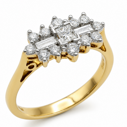Multi Stone Diamond Engagement Ring in 18ct Yellow Gold, 0.43ct