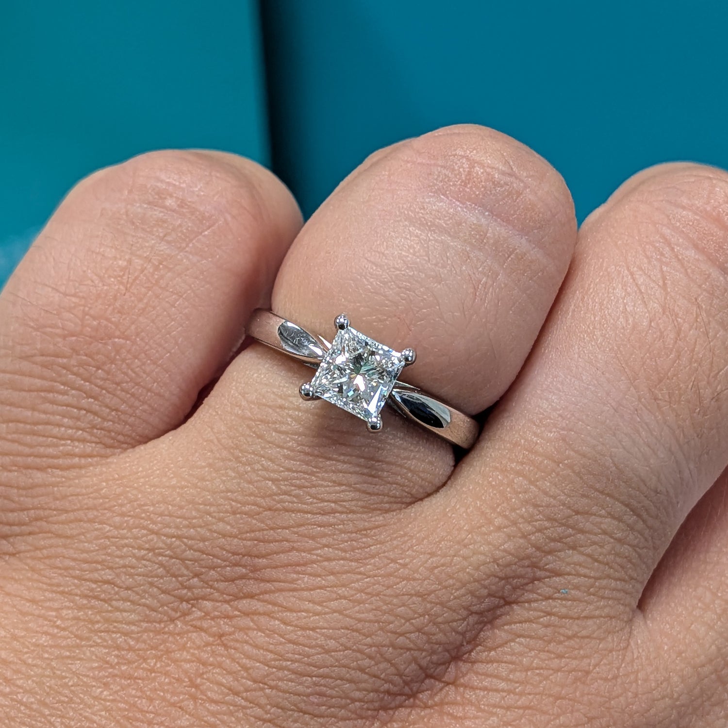 Princess Cut Diamond Solitaire Engagement Ring in Platinum, 1.00ct