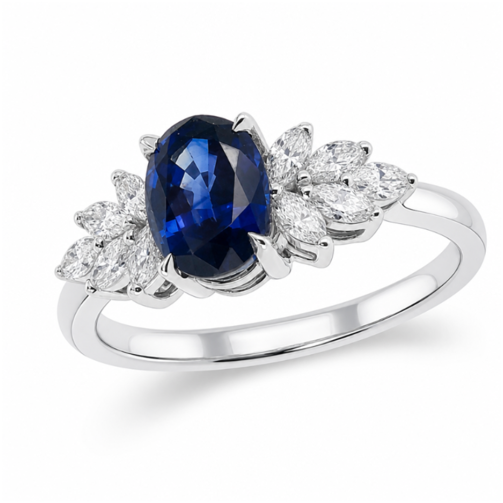 Sapphire and Diamond Ring in Platinum, 1.00ct