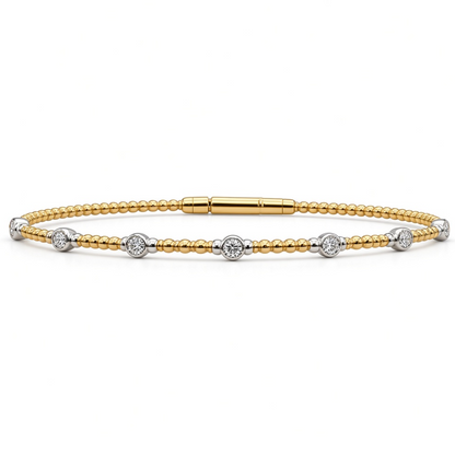 Diamond Set Bangle in 14ct White and Yellow Gold, 0.25ct
